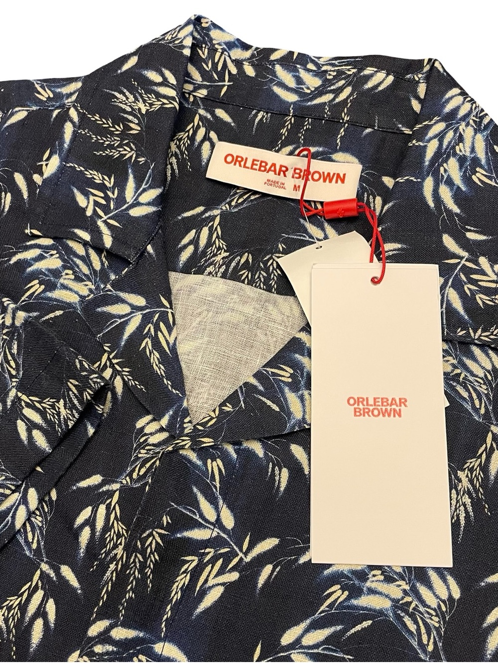 ORLEBAR BROWN Short Sleeve Shirt 100% Linen MAITAN CATKIN Size Medium $445
